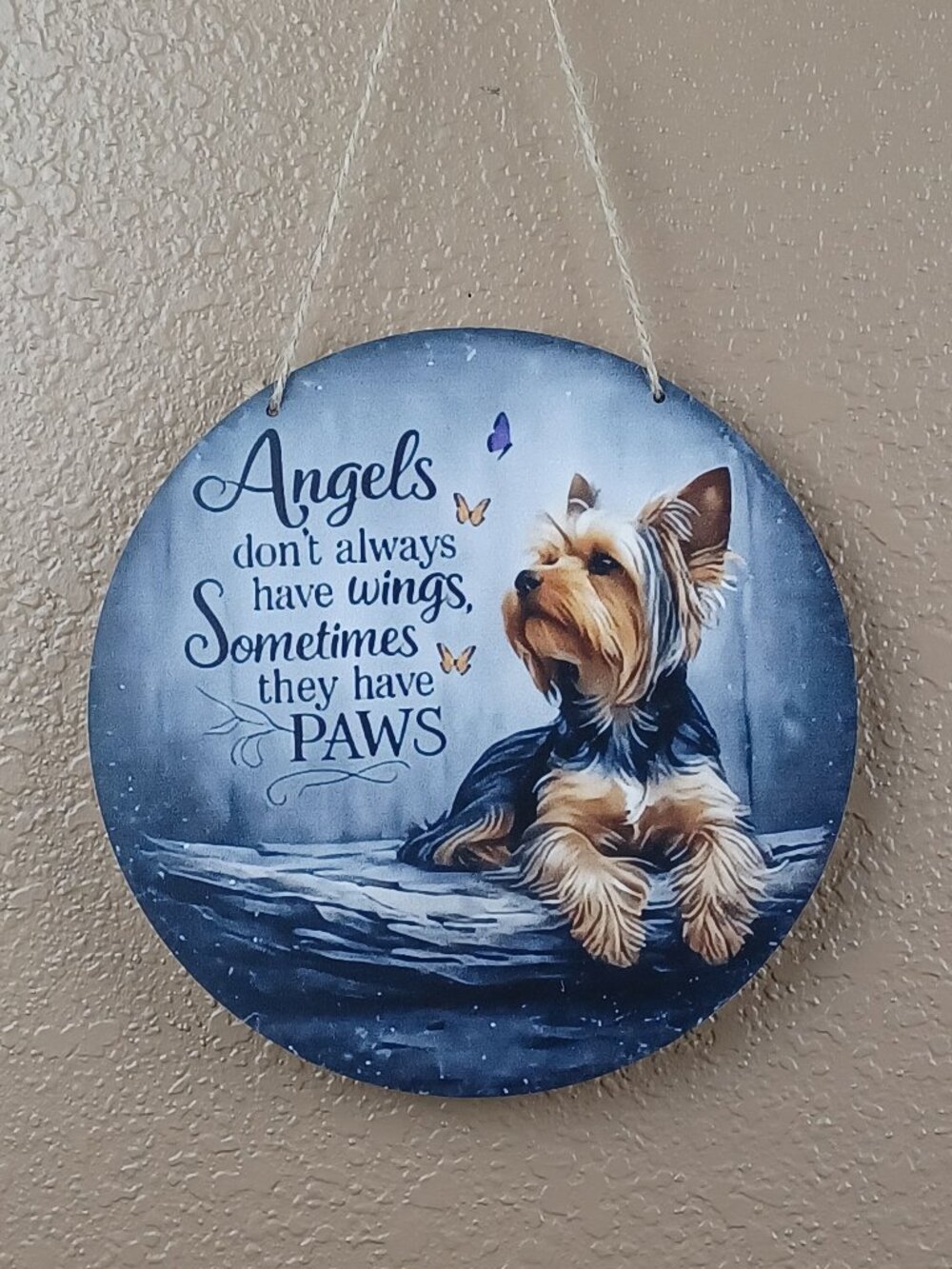 Yorkshire Terrier Angel Memorial Wood Plaque Angels Don't Always Have Wings Sign